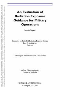 An Evaluation of Radiation Exposure Guidance for Military Operations : Interim Report