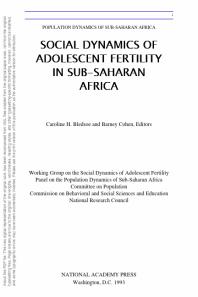 Social Dynamics of Adolescent Fertility in Sub-Saharan Africa