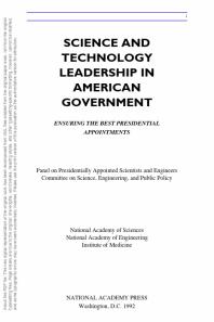 Science and Technology Leadership in American Government : Ensuring the Best Presidential Appointments