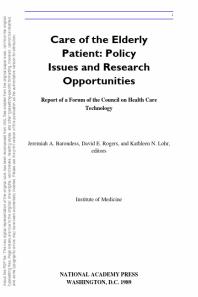 Care of the Elderly Patient : Policy Issues and Research Opportunities