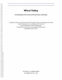 Ward Valley : An Examination of Seven Issues in Earth Sciences and Ecology