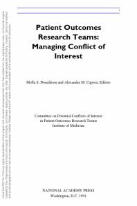 Patient Outcomes Research Teams (PORTS) : Managing Conflict of Interest