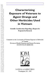 Characterizing Exposure of Veterans to Agent Orange and Other Herbicides Used in Vietnam : Scientific Considerations Regarding a Request for Proposals for Research