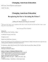 Changing American Education : Recapturing the Past or Inventing the Future?