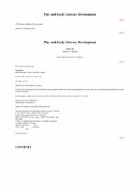 Play and Early Literacy Development