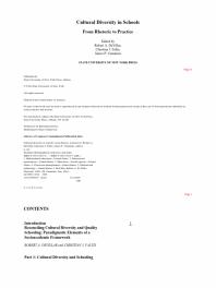 Cultural Diversity in Schools : From Rhetoric to Practice