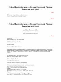 Critical Postmodernism in Human Movement, Physical Education, and Sport