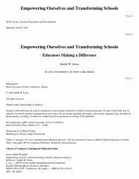 Empowering Ourselves and Transforming Schools : Educators Making a Difference