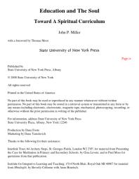Education and the Soul : Toward a Spiritual Curriculum