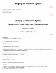 Shaping the Preschool Agenda : Early Literacy, Public Policy, and Professional Beliefs