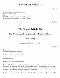 The School Within Us : The Creation of an Innovative Public School