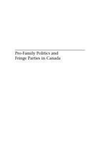 Pro-Family Politics and Fringe Parties in Canada