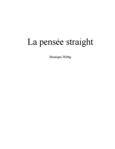 La pensée straight