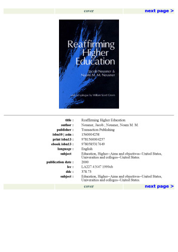 Reaffirming Higher Education