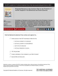 Proposed Revisions to the Common Rule for the Protection of Human Subjects in the Behavioral and Social Sciences