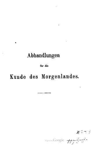 Abhandlungen für die Kunde des Morgenlandes