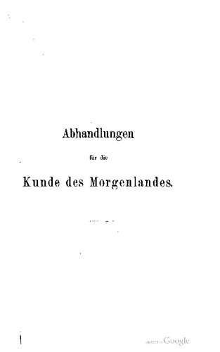 Abhandlungen für die Kunde des Morgenlandes