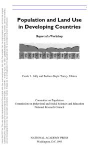 Population and Land Use in Developing Countries : Report of a Workshop