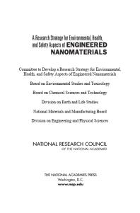 A Research Strategy for Environmental, Health, and Safety Aspects of Engineered Nanomaterials