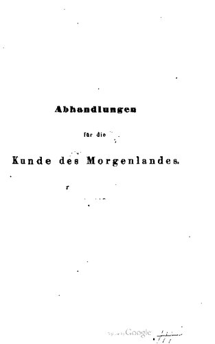 Abhandlungen für die Kunde des Morgenlandes