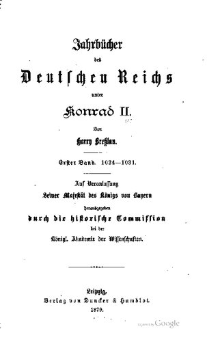 Jahrbücher des Deutschen Reichs unter Konrad II./ 1024 - 1031