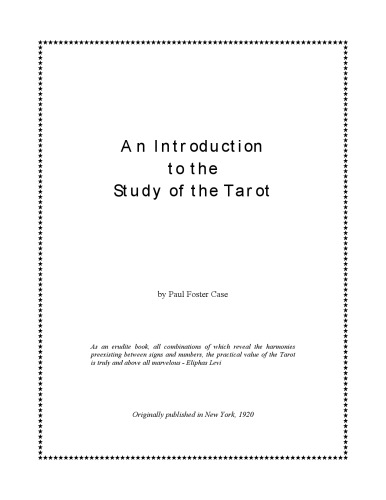 An introduction to the study of the tarot,