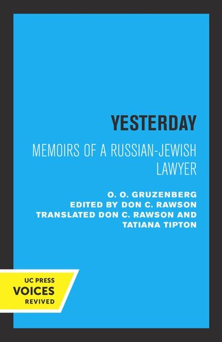 Yesterday: Memoirs of a Russian-Jewish Lawyer