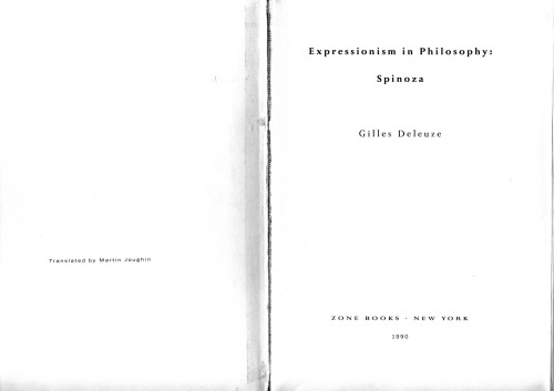 Expressionism in Philosophy: Spinoza