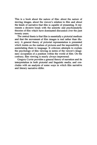 Image and Mind: Film, Philosophy and Cognitive Science