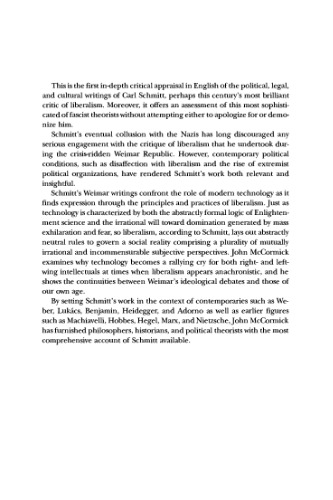 Carl Schmitt's Critique of Liberalism: Against Politics as Technology