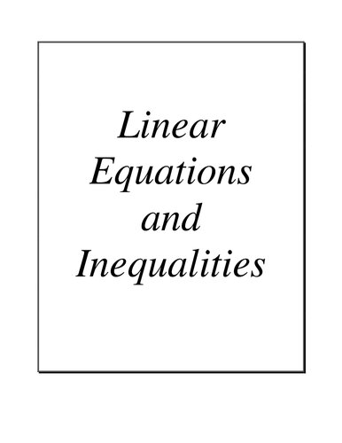 Linear Equations and Inequalities: Hamilton Education Guides Manual 16 - Over 230 Solved Problems