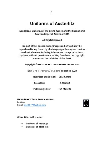 Uniforms of Austerlitz: Napoleonic Uniforms of the Grand Armee and the Russian and Austrian Imperial Armies of 1805