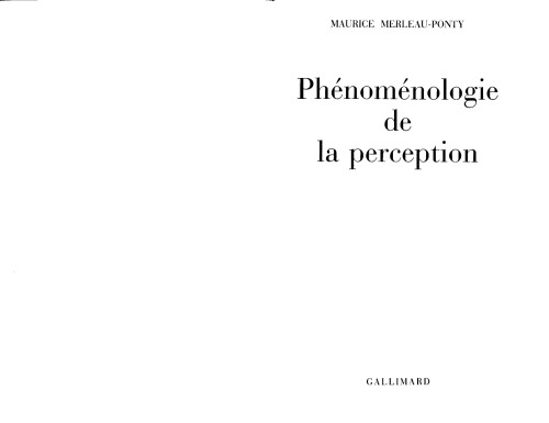 Phenomenologie de la perception