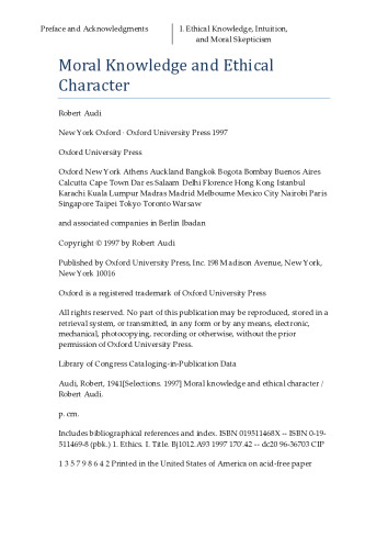 Moral Knowledge and Ethical Character