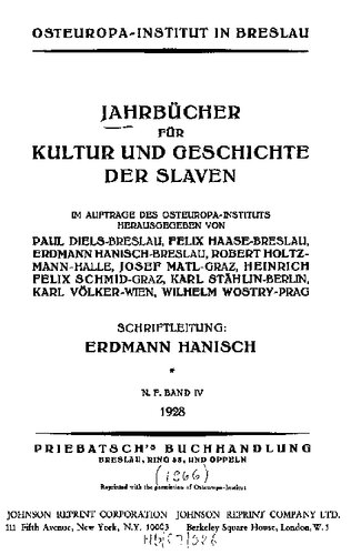 Jahrbücher für Kultur und Geschichte der Slaven
