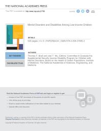 Mental Disorders and Disabilities among Low-Income Children