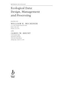 Ecological Data : Design, Management and Processing