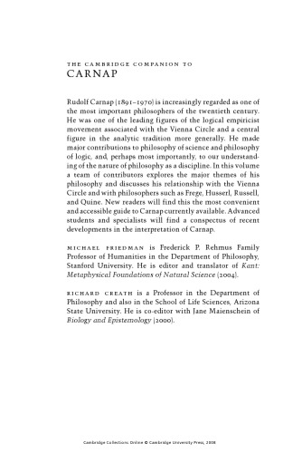 The Cambridge Companion to Carnap
