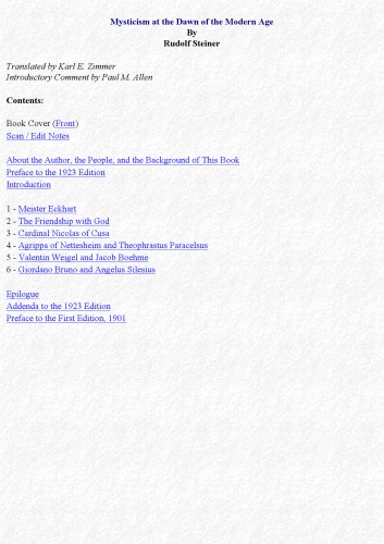 Mysticism at the Dawn of the Modern Age