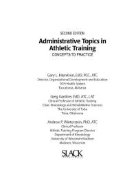 Administrative Topics in Athletic Training : Concepts to Practice, Second Edition