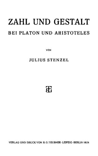 Zahl und Gestalt bei Platon und Aristoteles
