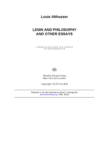 Lenin and Philosophy and Other Essays