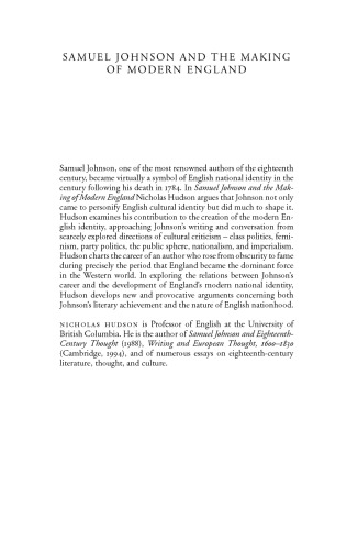 Samuel Johnson and the Making of Modern England