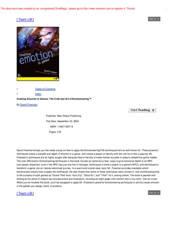 Creating Emotion in Games: The Craft and Art of Emotioneering