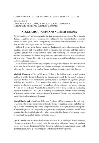 Algebraic Groups and Number Theory