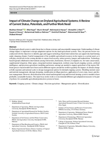 Impact of Climate Change on Dryland Agricultural Systems