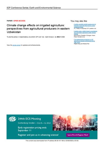 Climate change effects on irrigated agriculture: perspectives from agricultural producers in eastern Uzbekistan
