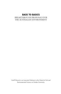 Back to Basics : Breakthrough Proposals for the Australian Environment