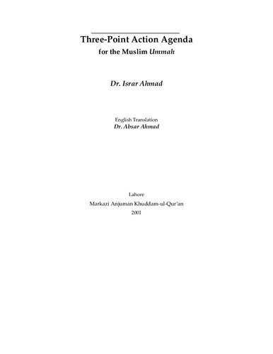 Three-Point Action Agenda for the Muslim Ummah