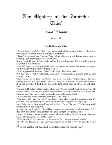 The Mystery of the Invisible Thief